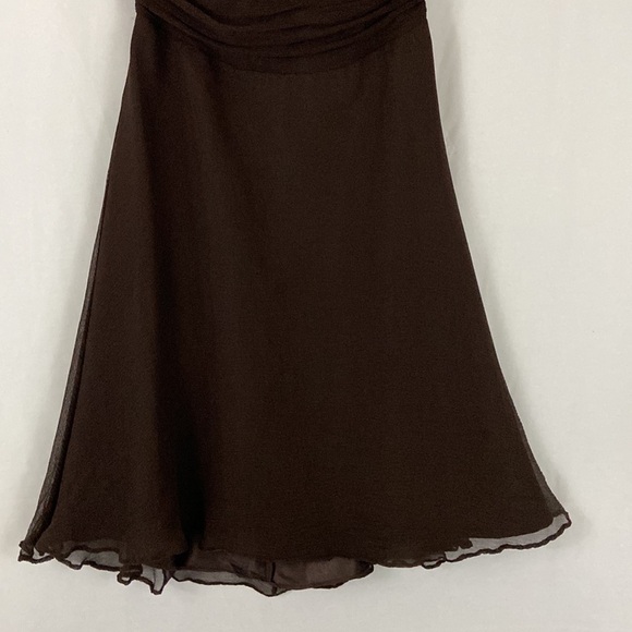 Vintage Signature By Robbie Bee Brown Silk Halter Dress Size 6P - Picture 3 of 8